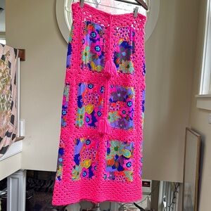 Vibrant Vintage Crochet Maxi Skirt